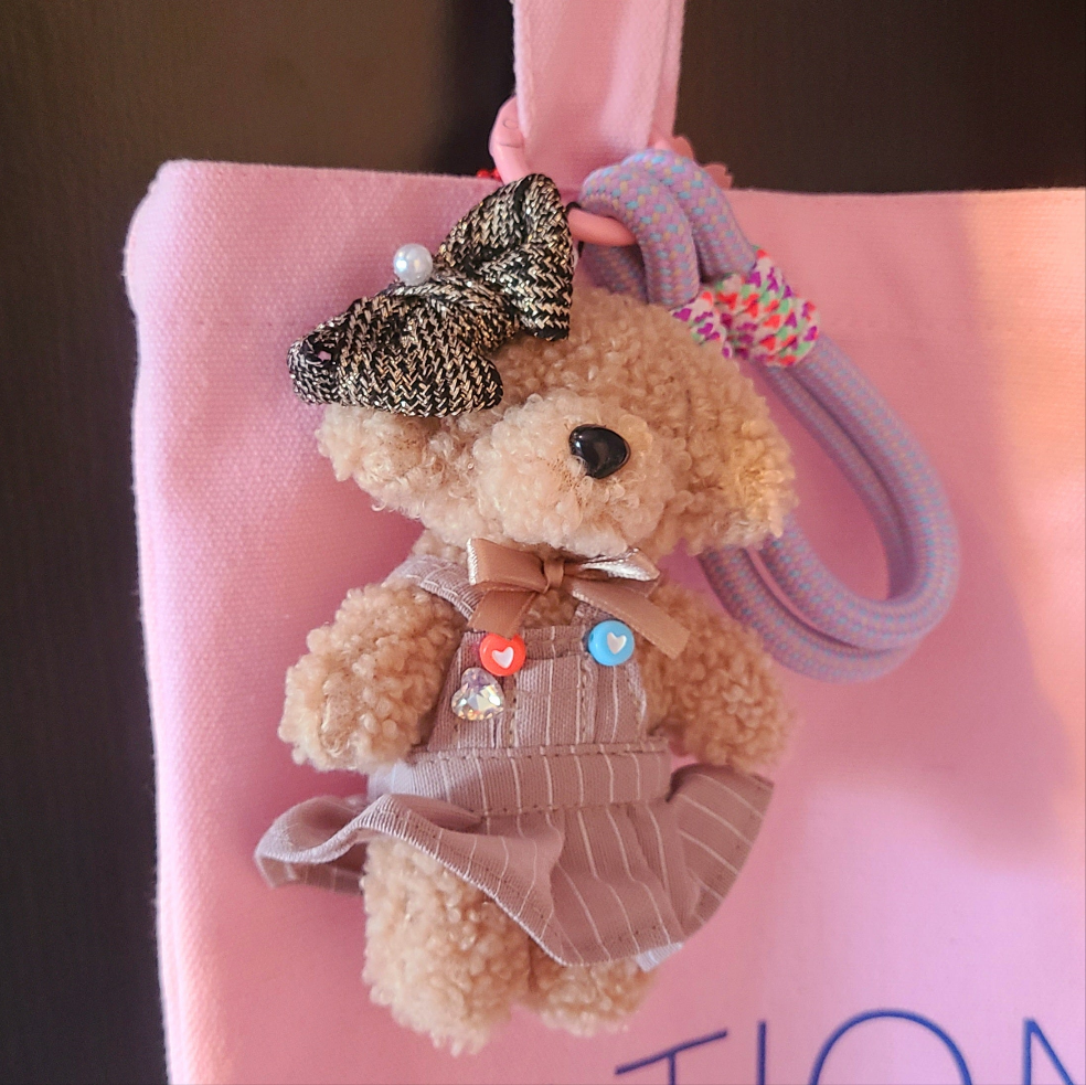 Poodle Plush with Rope Bag Charm Keychain