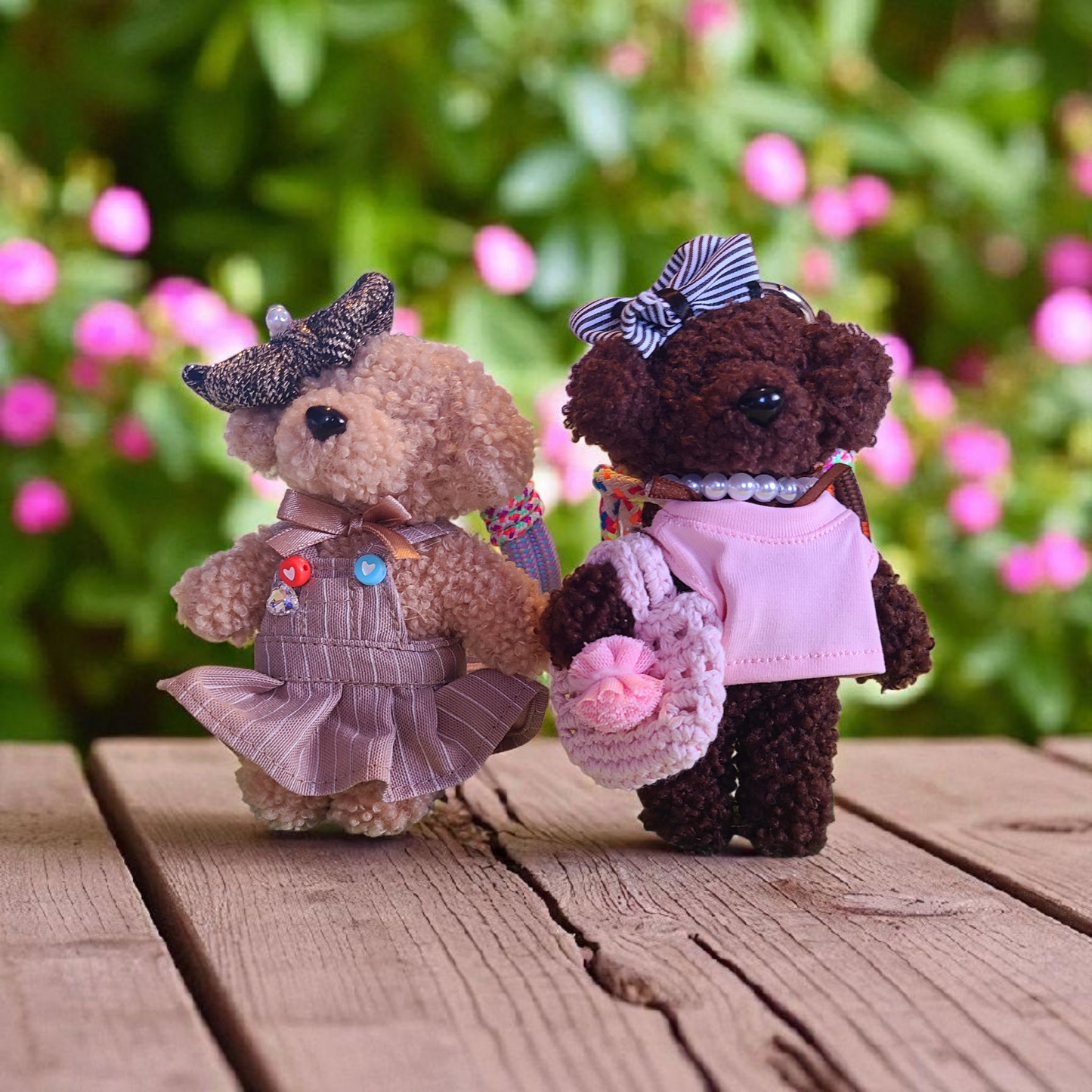 Poodle Plush with Rope Bag Charm Keychain