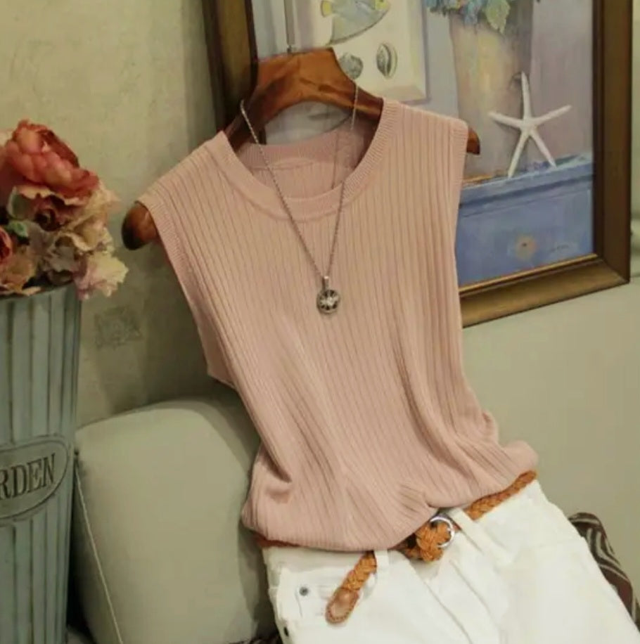 Sleeveless Kint Tank Top