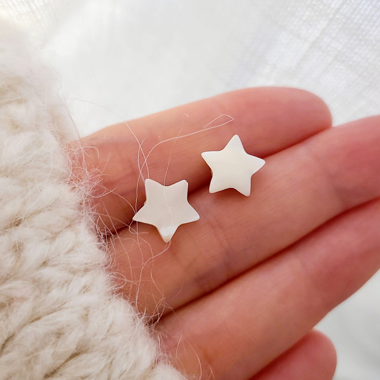 White Shell Star Earrings