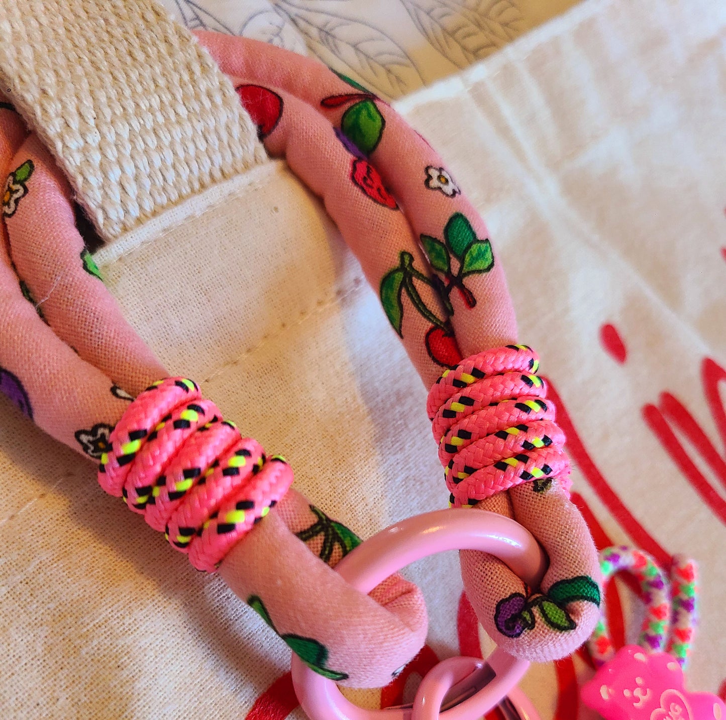 Cotton Heart Charm with Cotton Rope Charm Keychain
