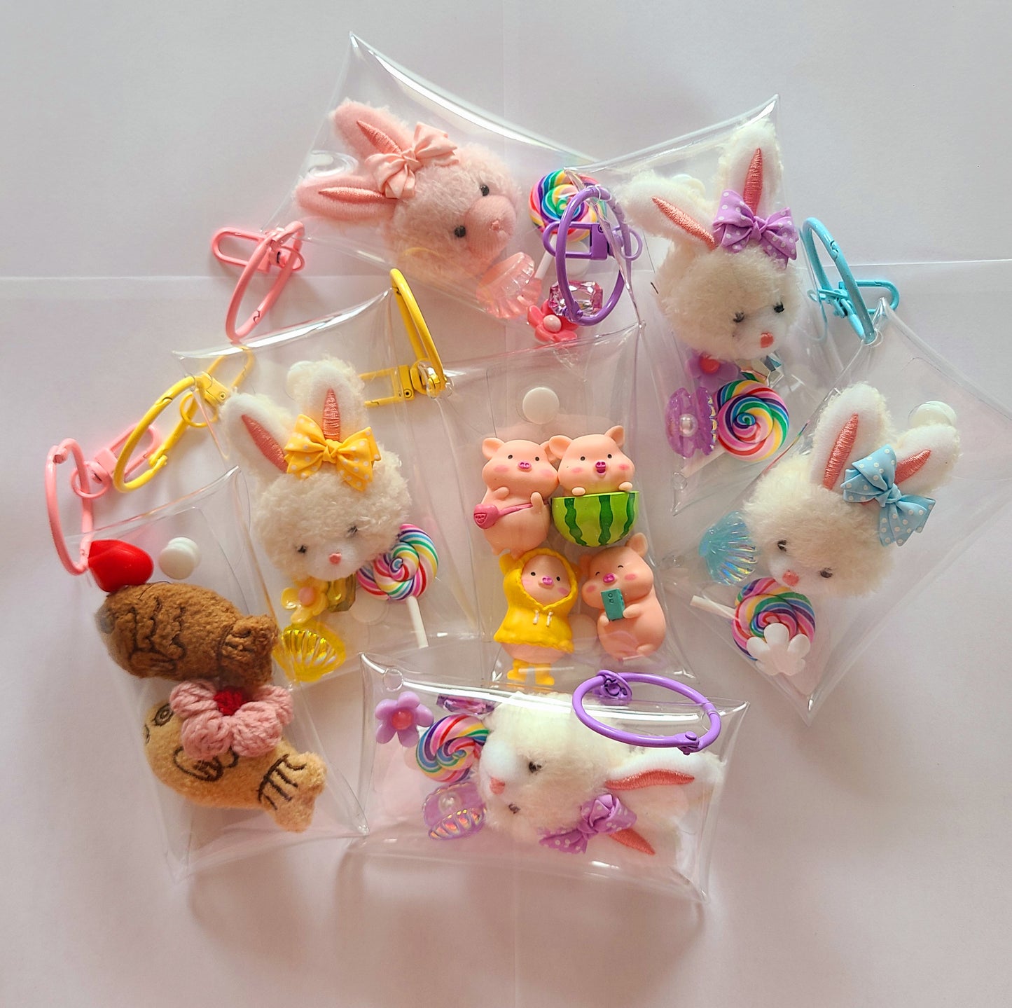 Clear Bag With Cuties Keychain Charm