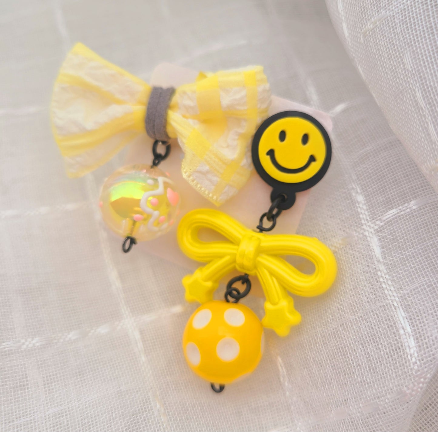 Yellow Smile Ribbon Earrings