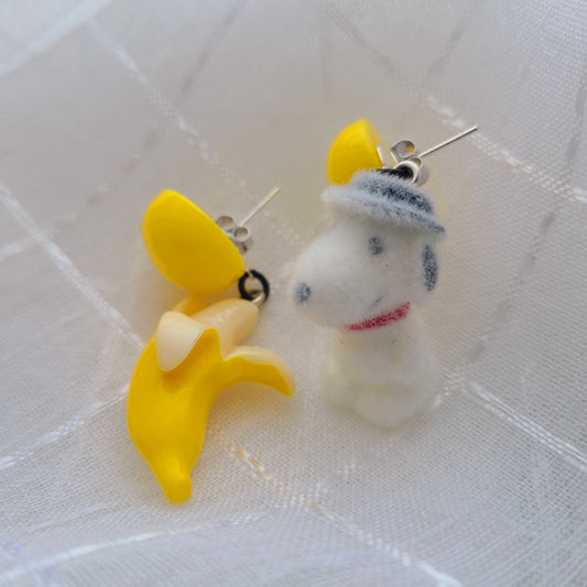 Banana and Snoopy Earrings
