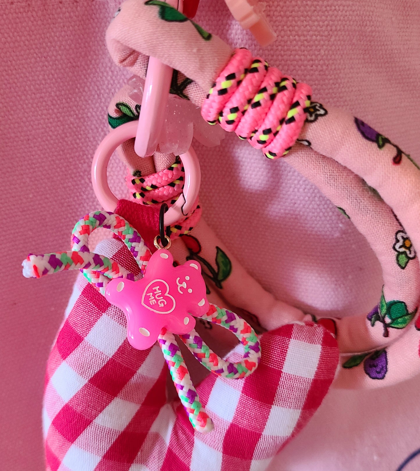 Cotton Heart Charm with Cotton Rope Charm Keychain