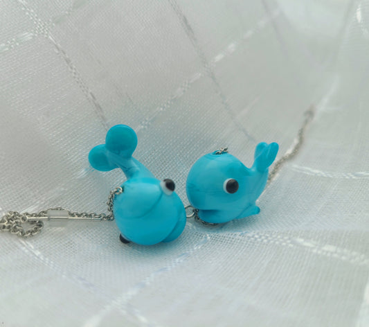 Baby Blue Whale Glass Earrings