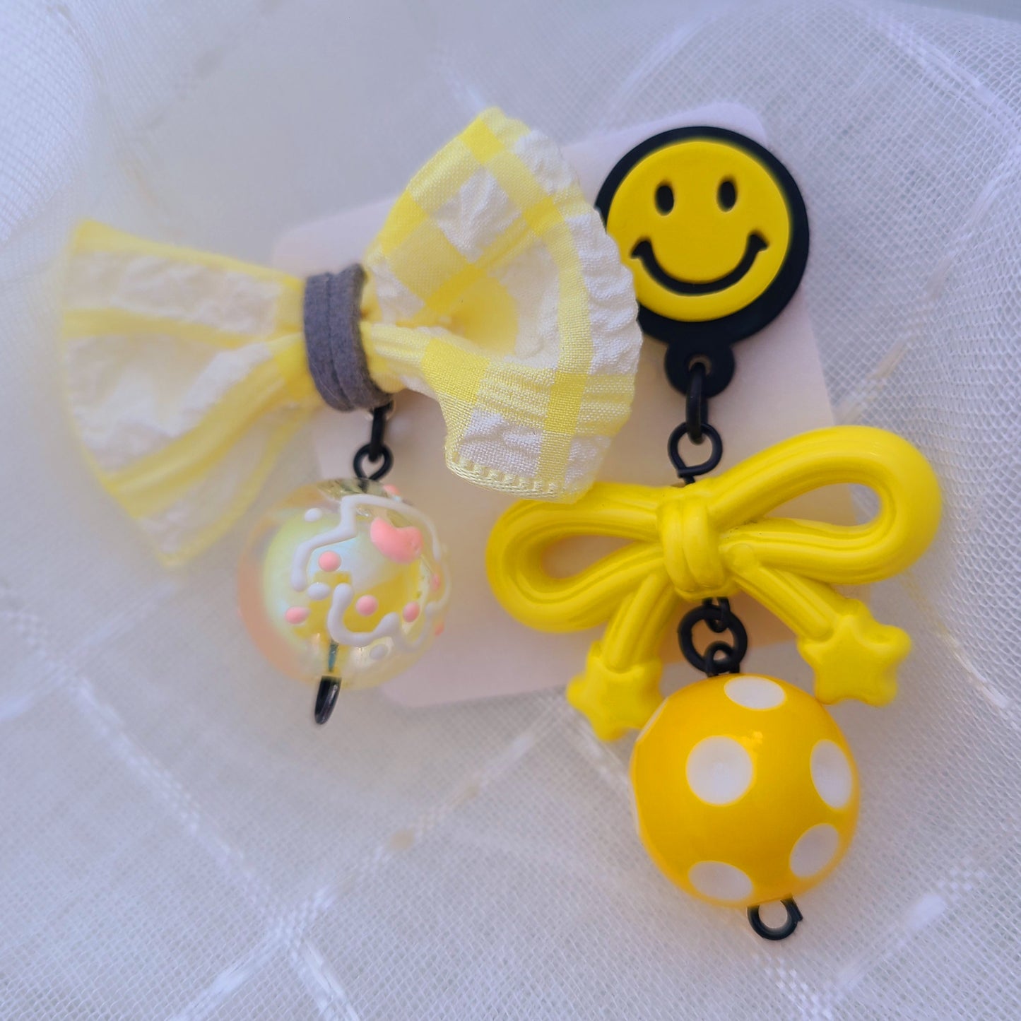 Yellow Smile Ribbon Earrings