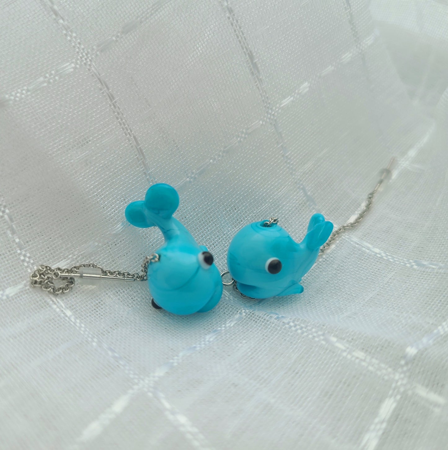 Baby Blue Whale Glass Earrings