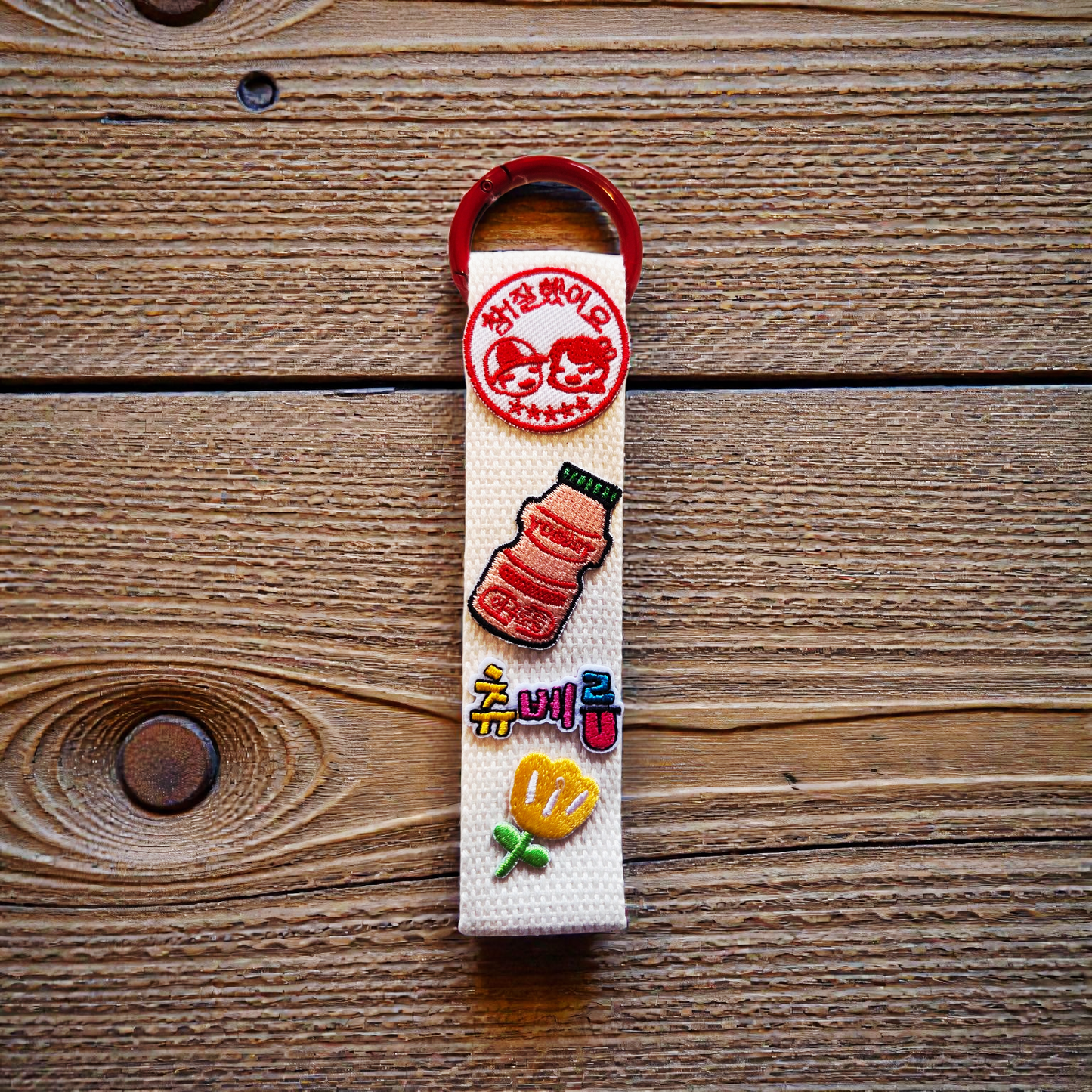 Korean drinks embroidered patch Keychain, Charm