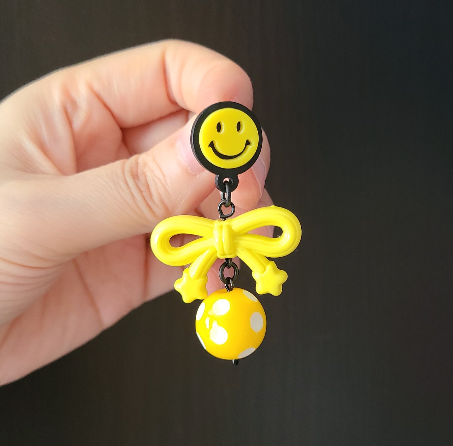 Yellow Smile Ribbon Earrings