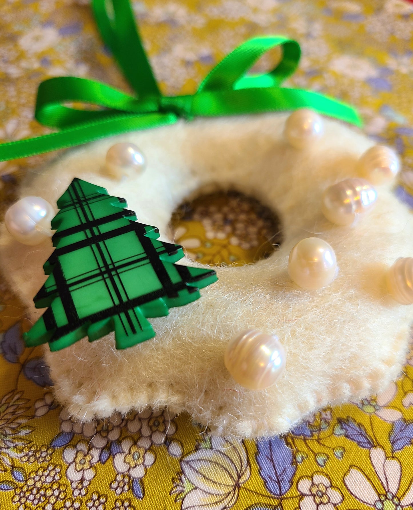 Handmade Wool Felt Christmas Wreath Ornament