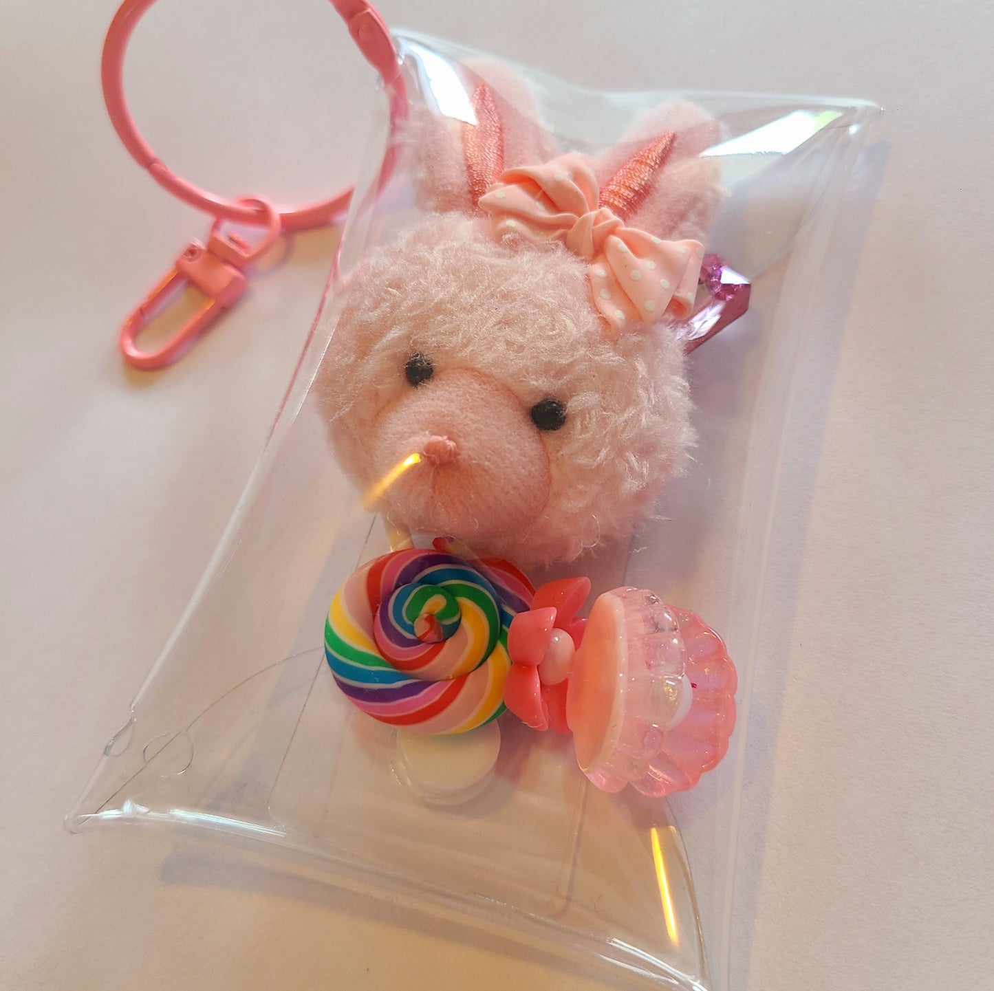 Clear Bag With Cuties Keychain Charm