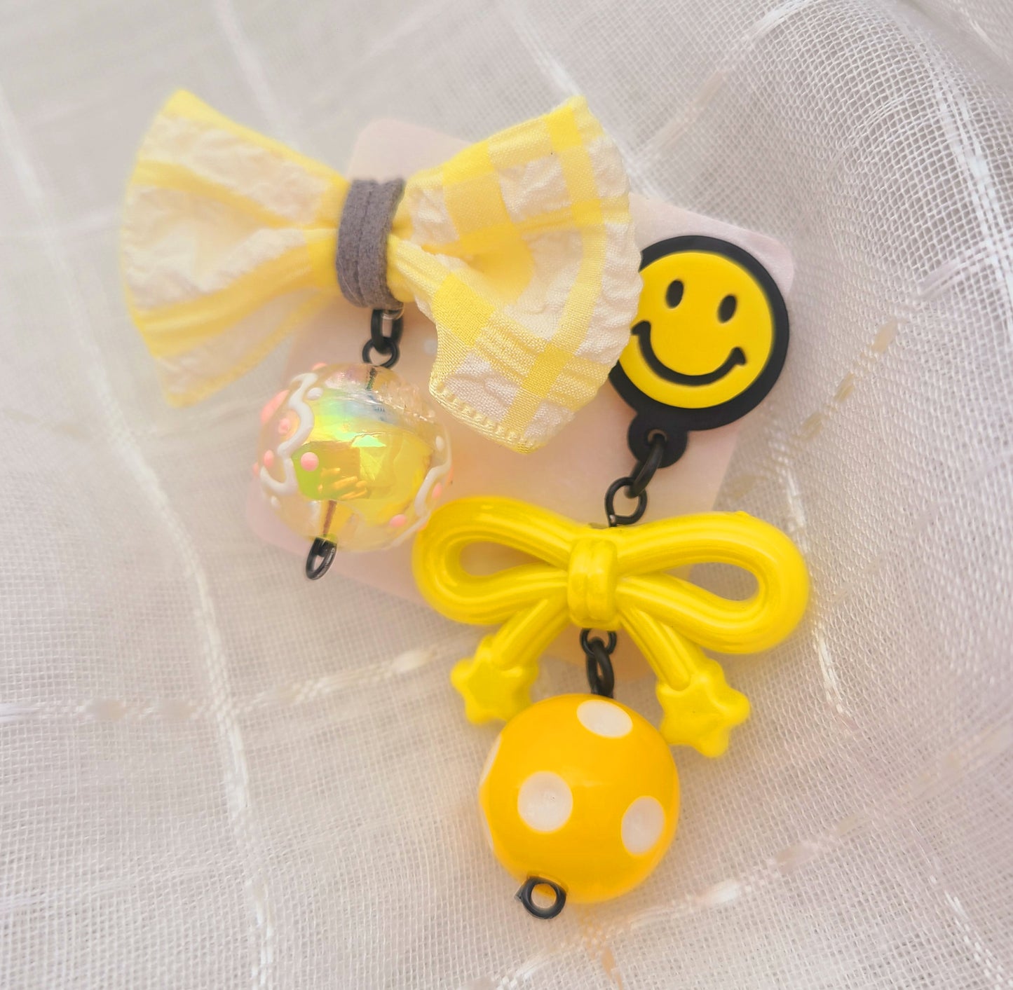 Yellow Smile Ribbon Earrings