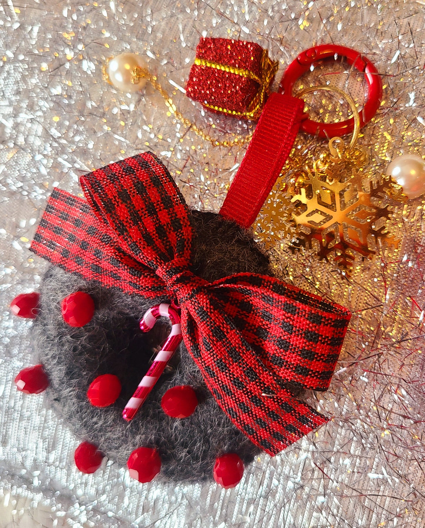 Handmade Wool Felt Mini Wreath Keychain, Bag Charm, Ornament