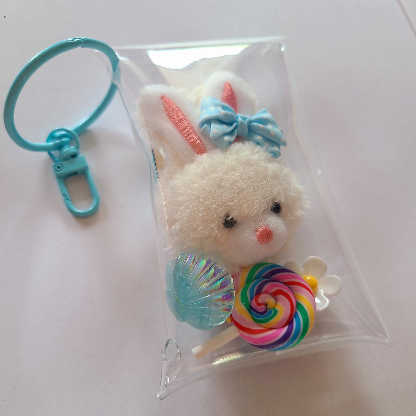 Clear Bag With Cuties Keychain Charm