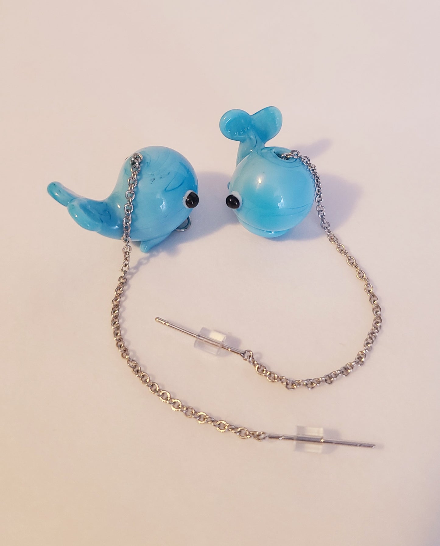 Baby Blue Whale Glass Earrings