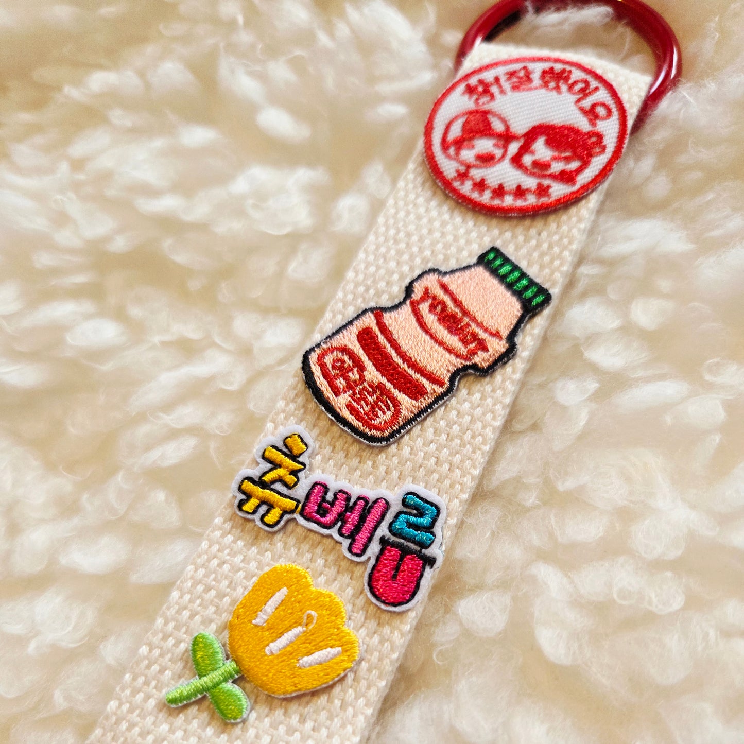 Korean drinks embroidered patch Keychain, Charm
