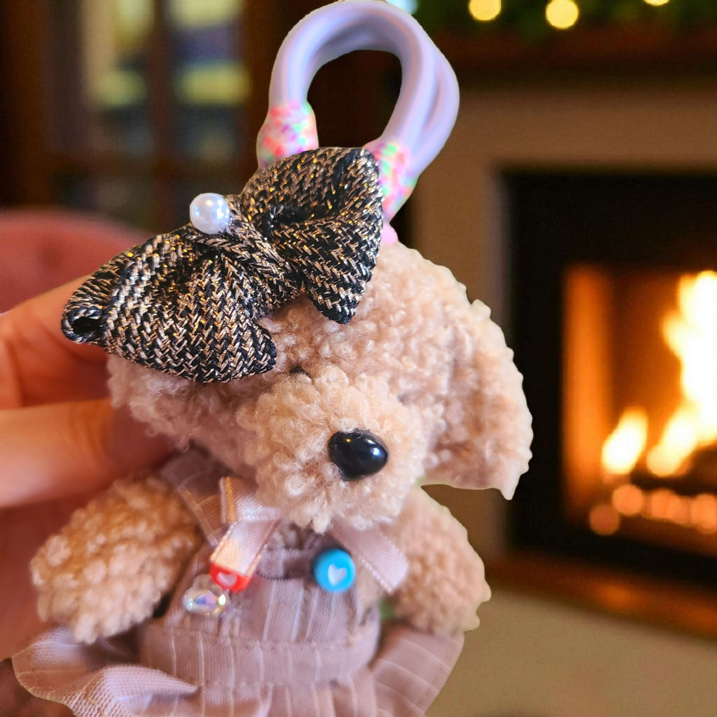 Poodle Plush with Rope Bag Charm Keychain