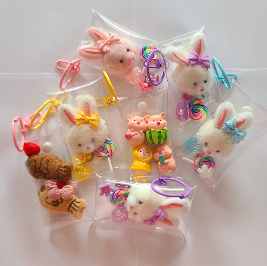 Clear Bag With Cuties Keychain Charm