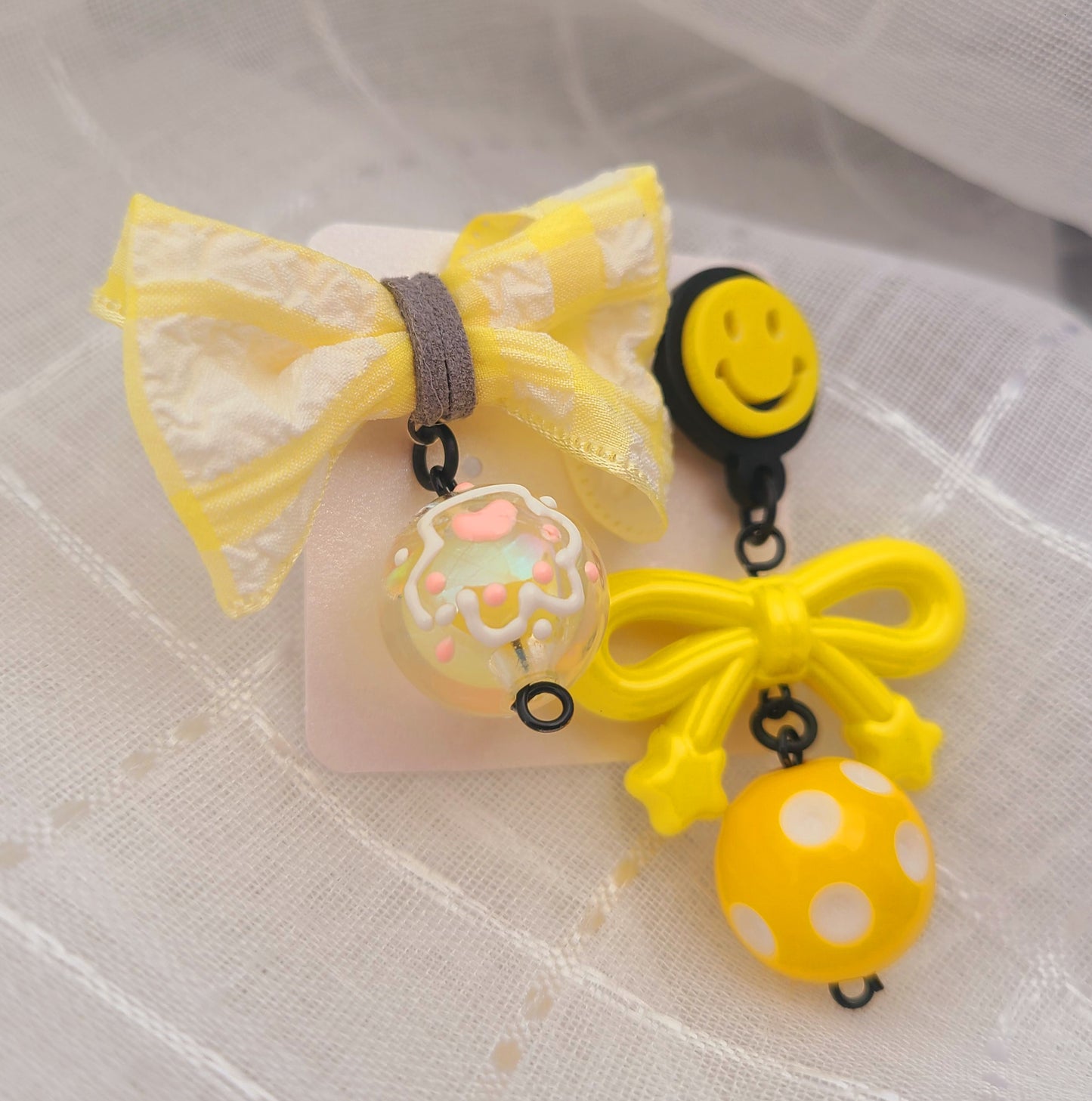 Yellow Smile Ribbon Earrings