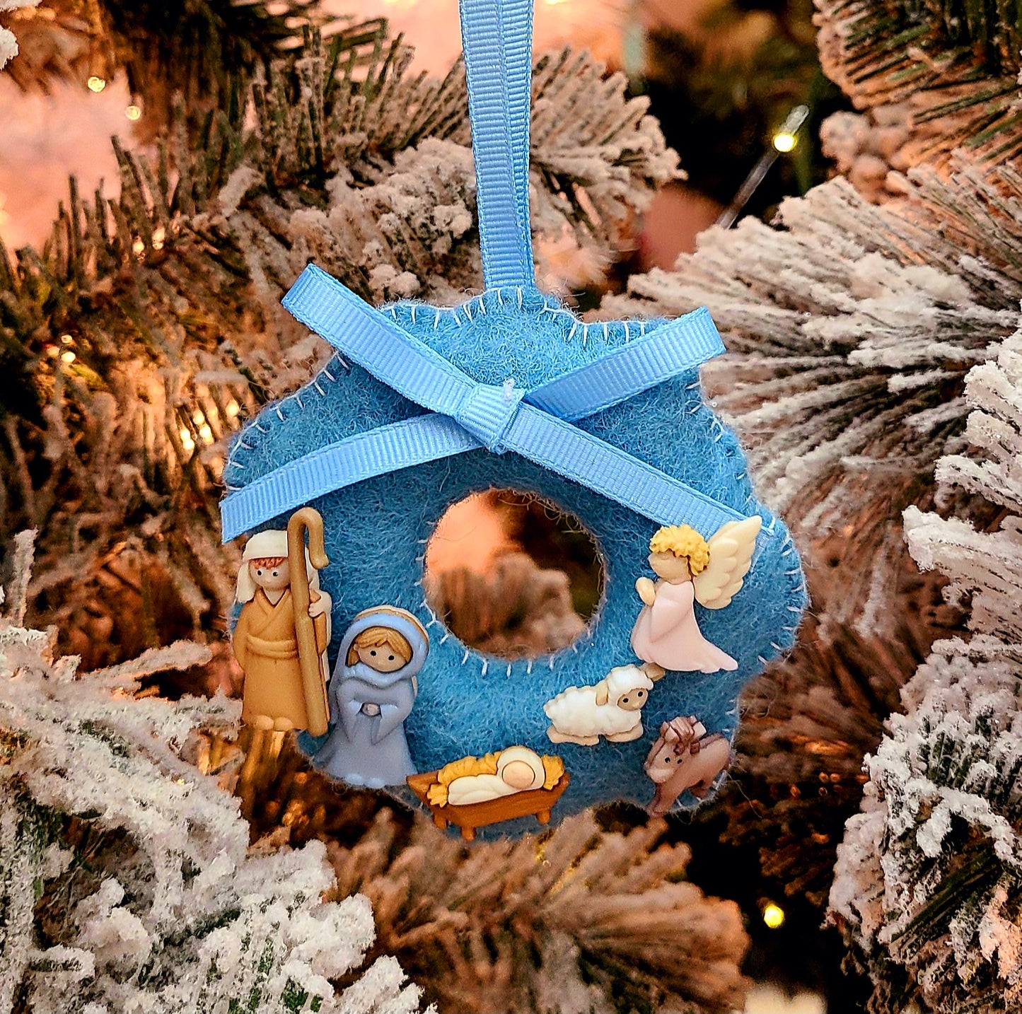 Handmade Wool Felt Wreath Christmas Ornament