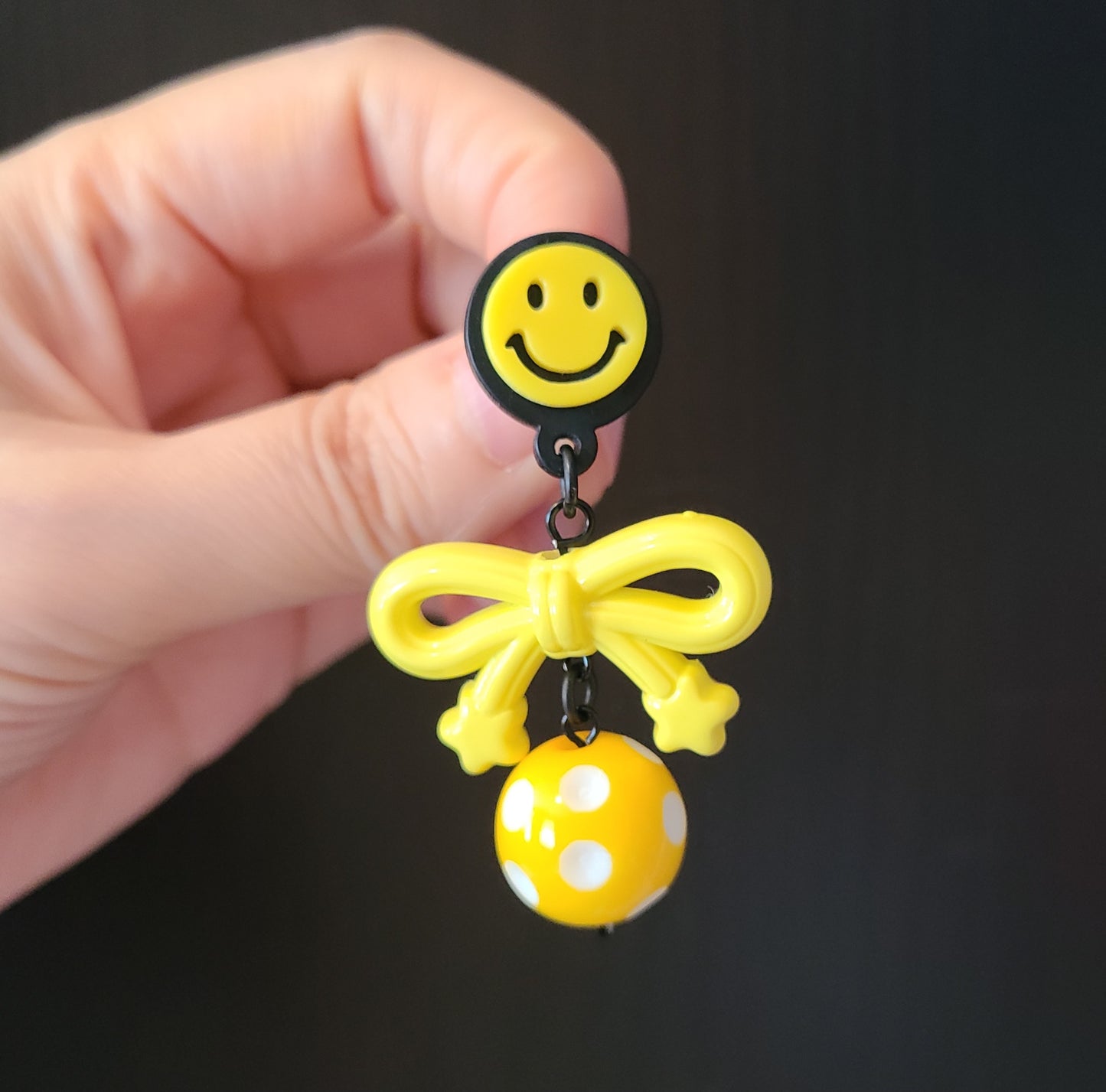 Yellow Smile Ribbon Earrings