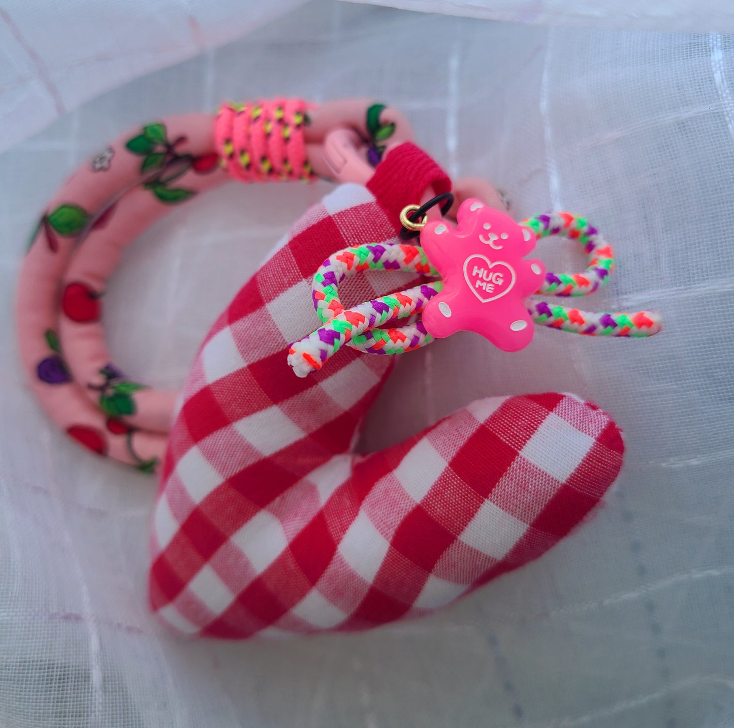 Cotton Heart Charm with Cotton Rope Charm Keychain