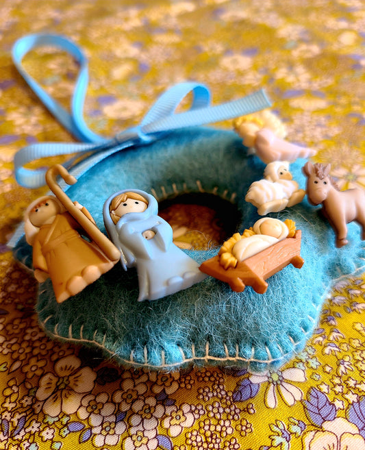 Handmade Wool Felt Wreath Christmas Ornament