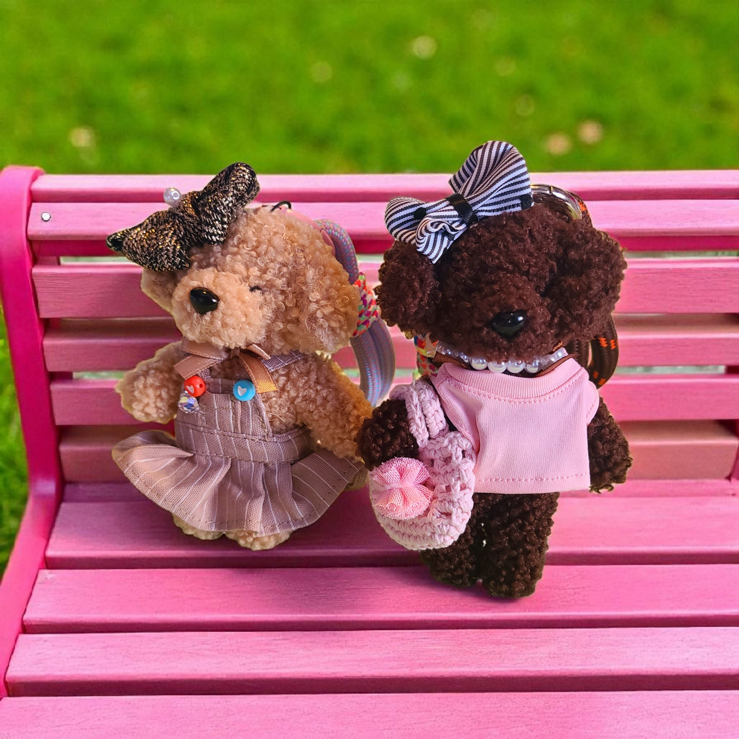 Poodle Plush with Rope Bag Charm Keychain