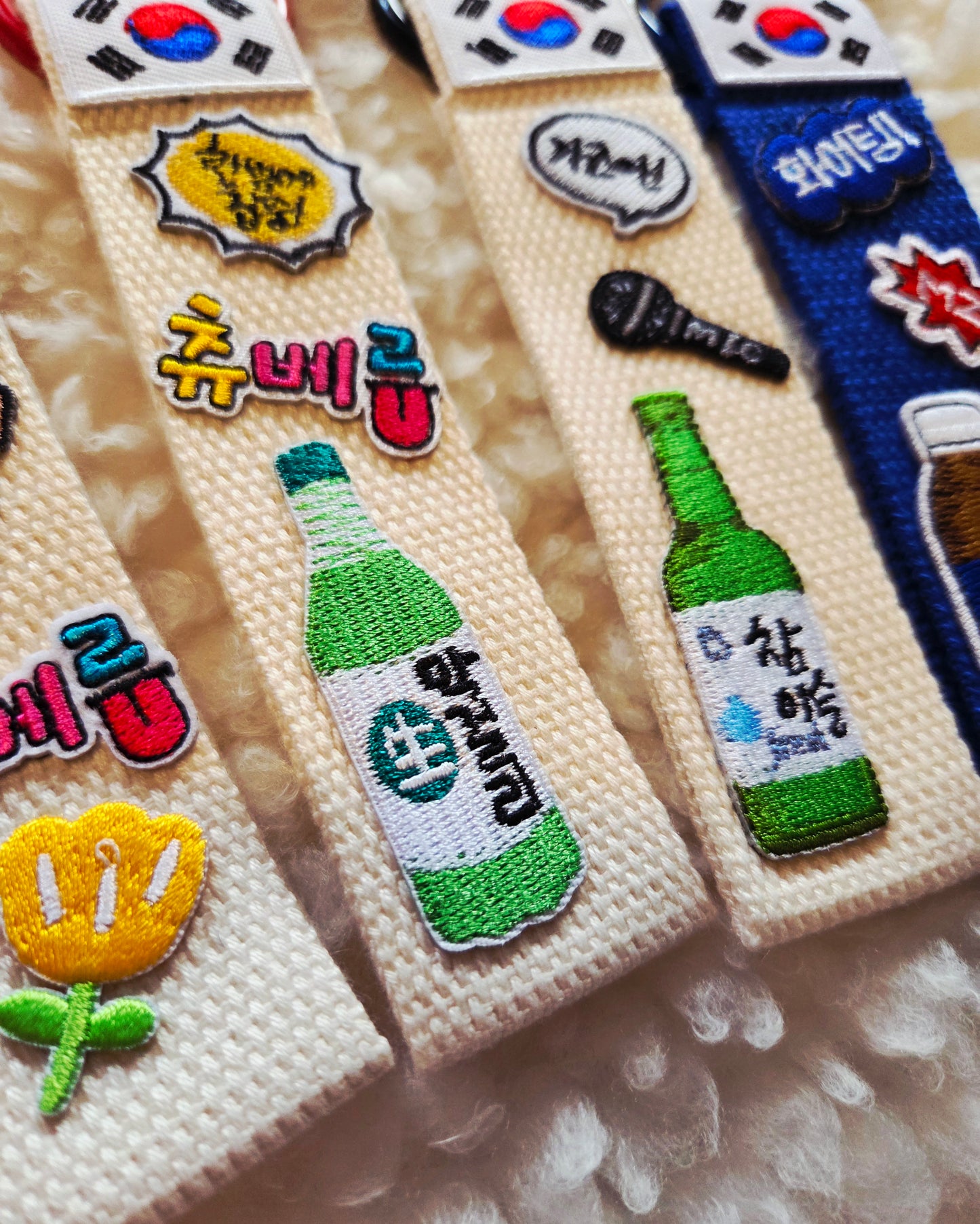 Korean drinks embroidered patch Keychain, Charm