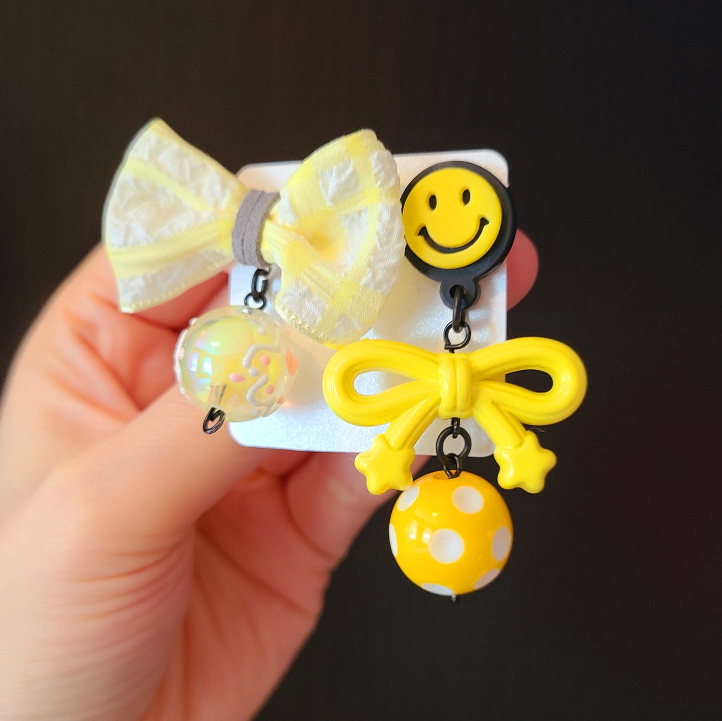 Yellow Smile Ribbon Earrings