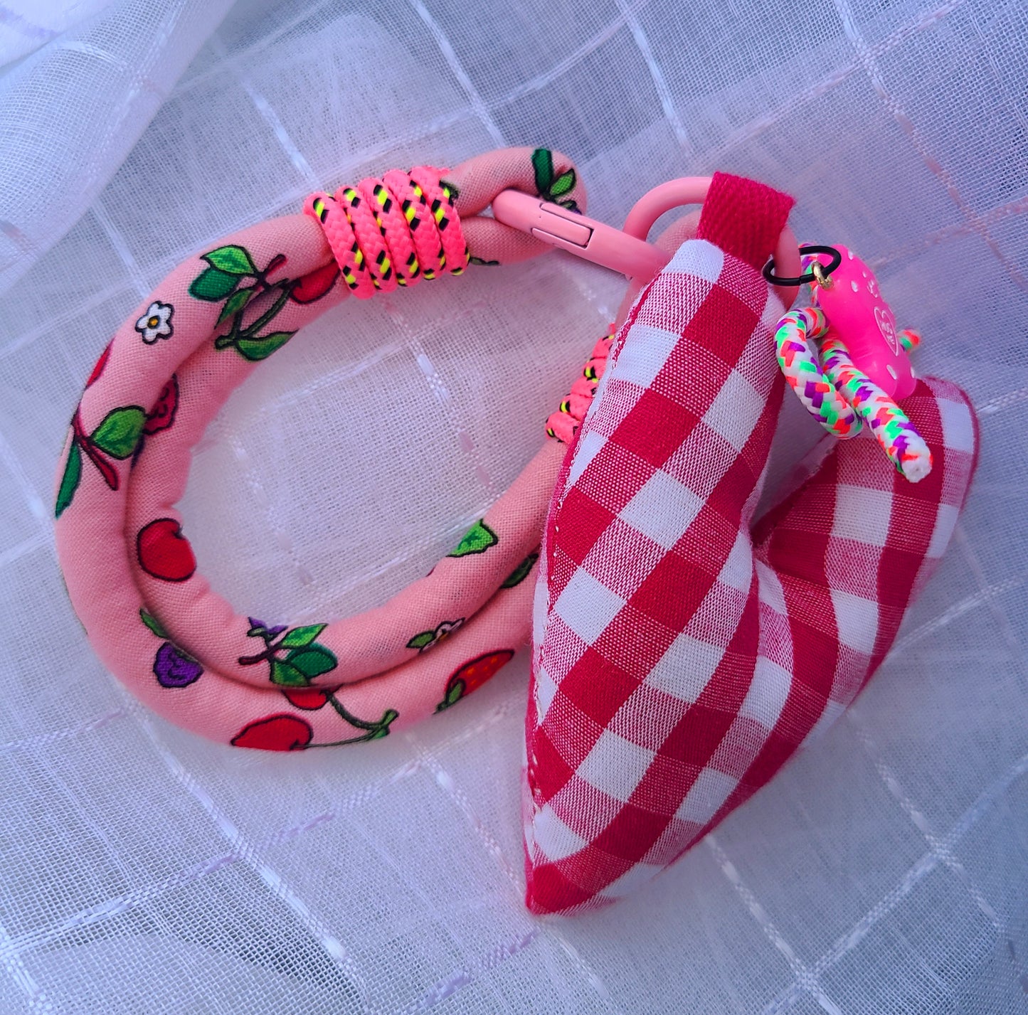 Cotton Heart Charm with Cotton Rope Charm Keychain