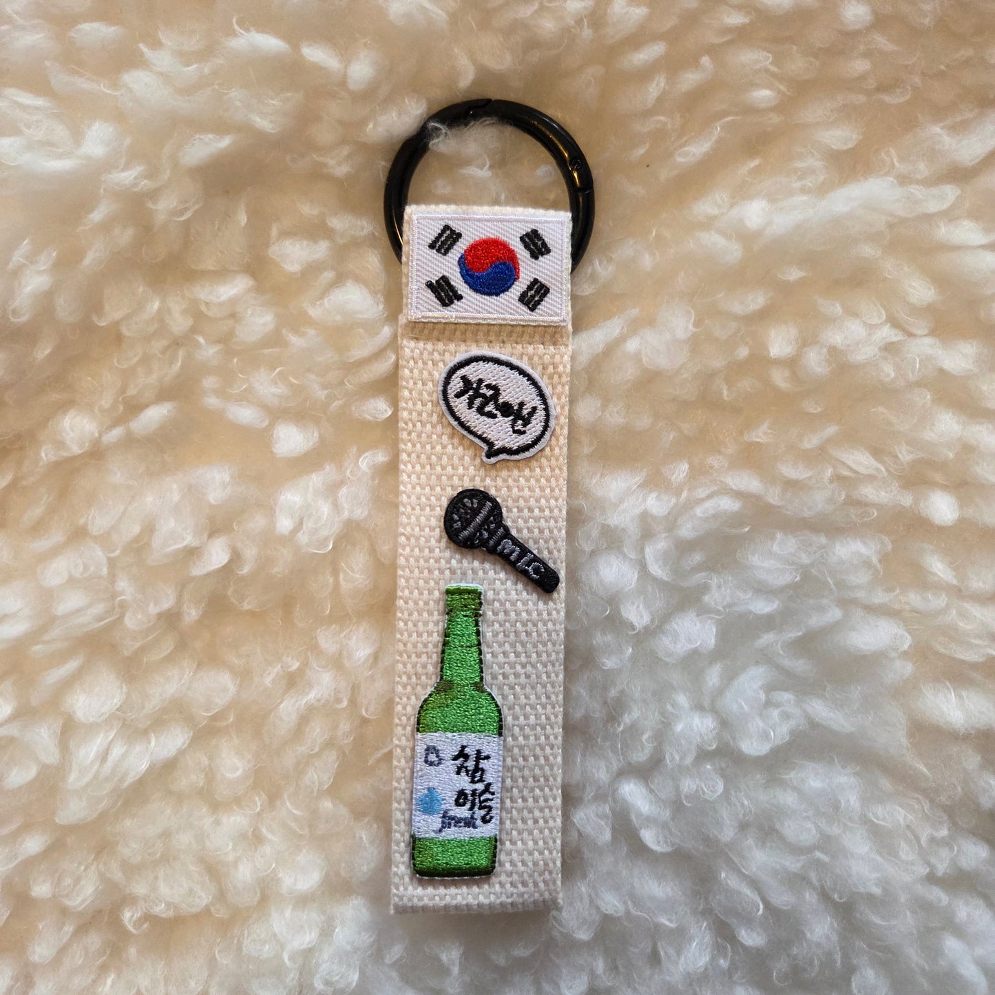 Korean drinks embroidered patch Keychain, Charm