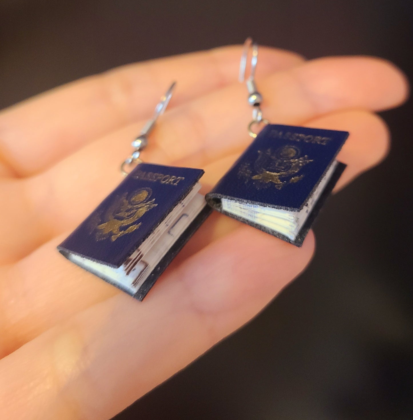 US passport earrings