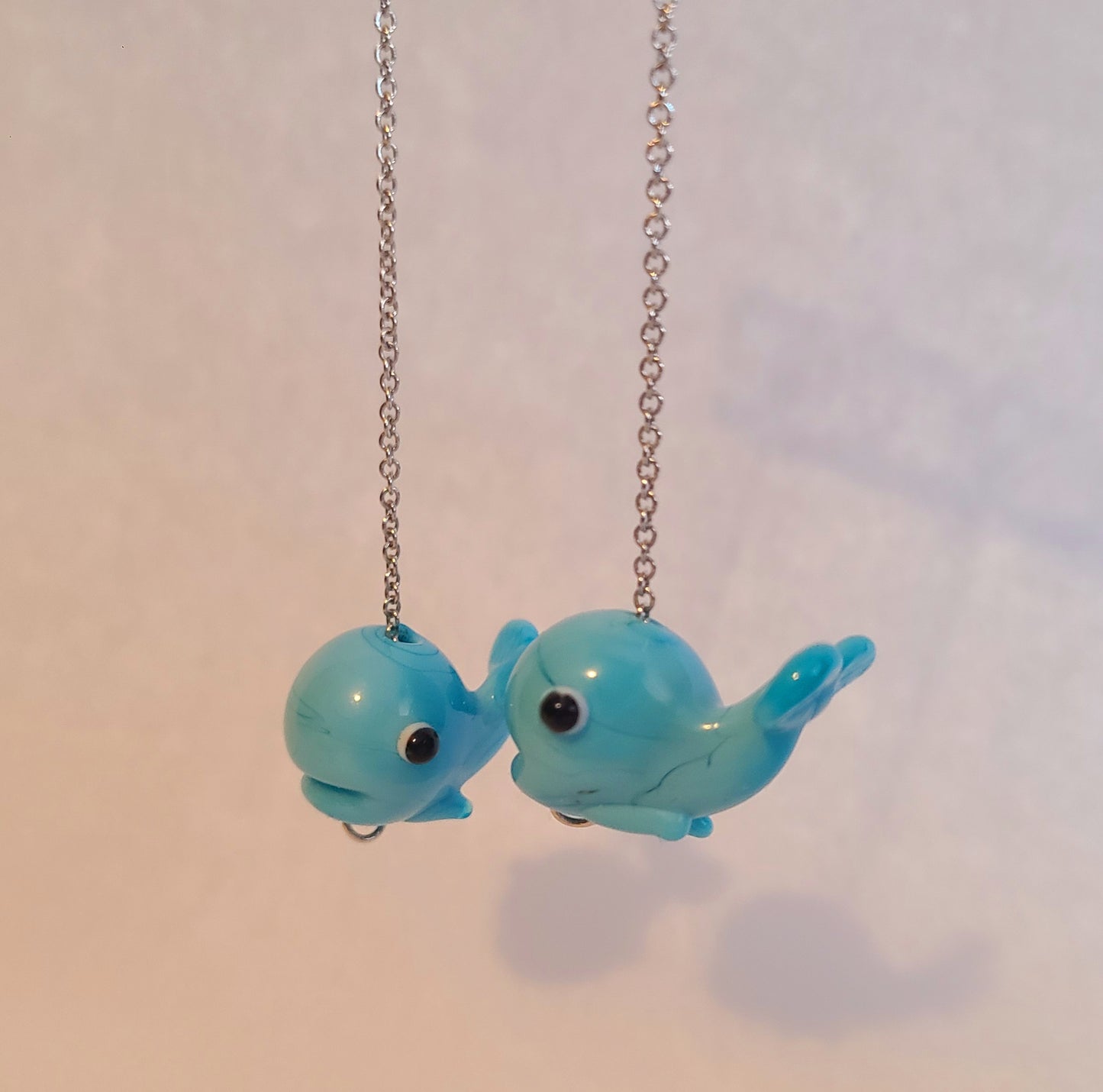 Baby Blue Whale Glass Earrings