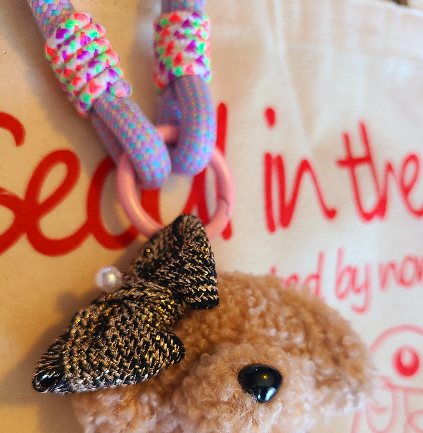 Poodle Plush with Rope Bag Charm Keychain