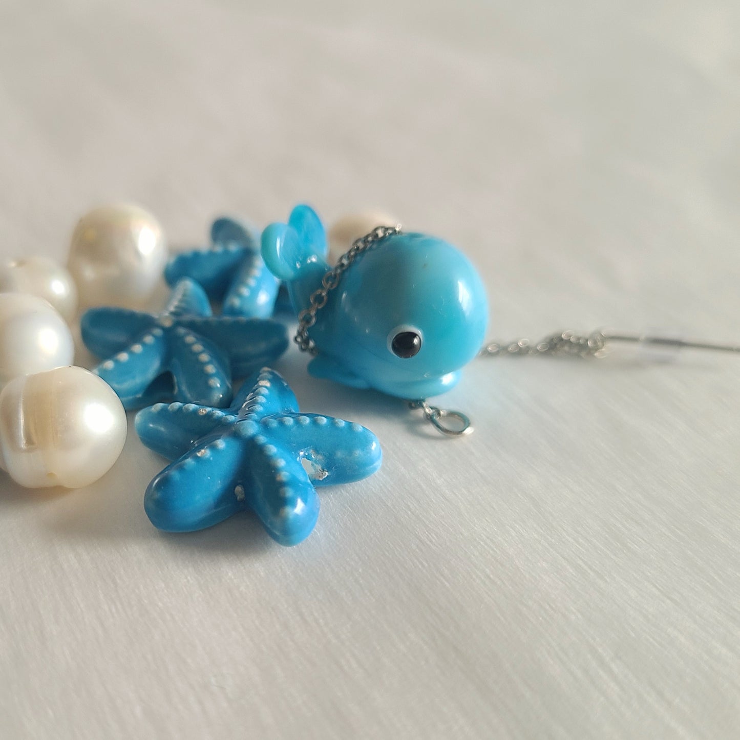 Baby Blue Whale Glass Earrings