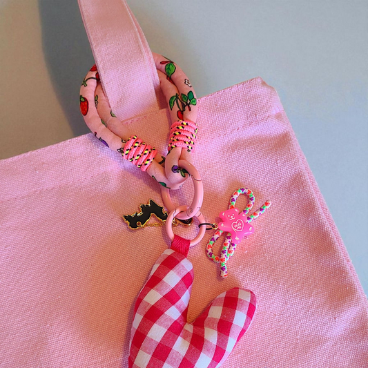 Cotton Heart Charm with Cotton Rope Charm Keychain