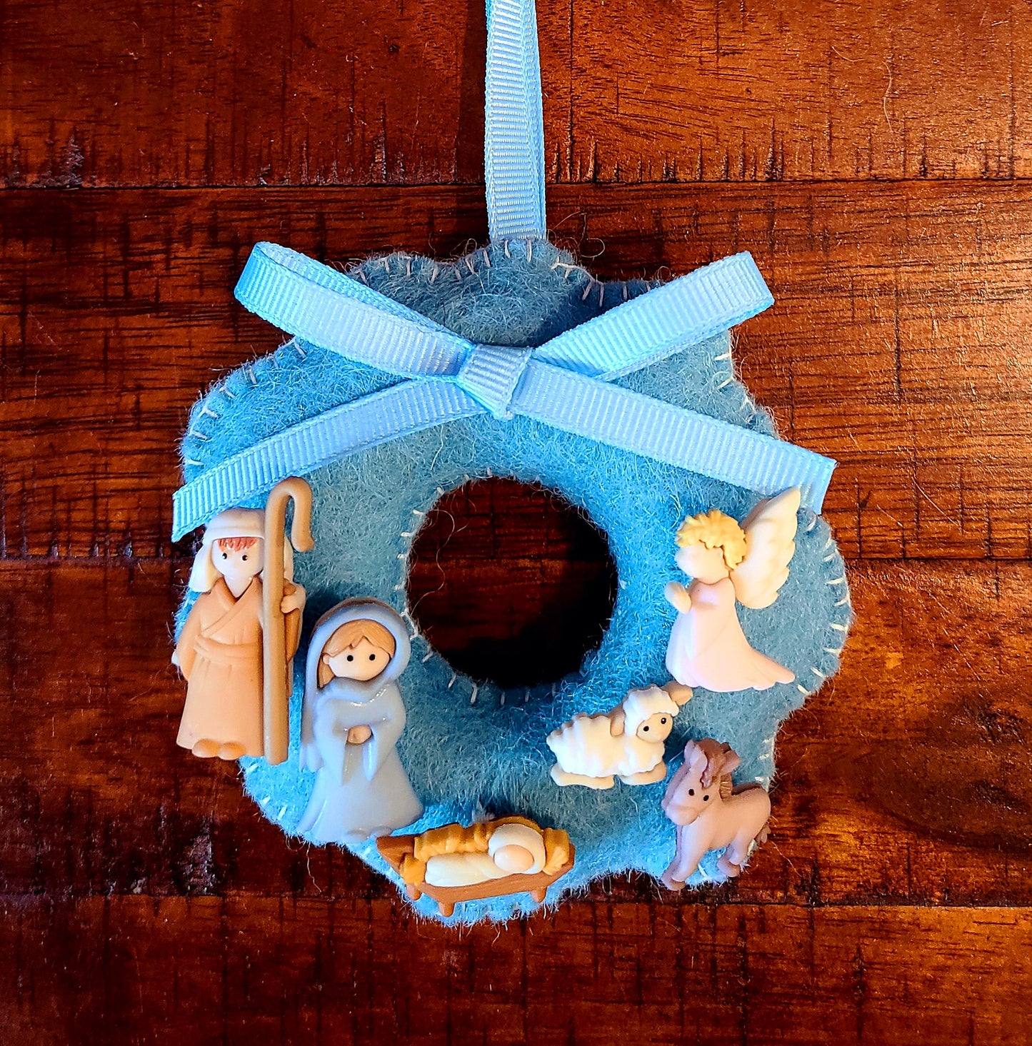 Handmade Wool Felt Wreath Christmas Ornament