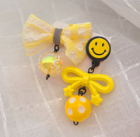 Yellow Smile Ribbon Earrings